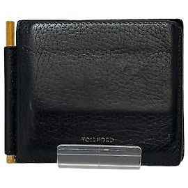 Tom Ford Leather Wallet Money Clip Black
