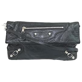 Balenciaga-Balenciaga Leather Envelope Shoulder Bag-Black