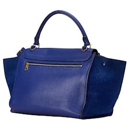 Céline-Celine Blue Leather and Suede Handbag-Blue