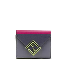 Fendi-Fendi FF Diamond Tri-fold Wallet-Pink