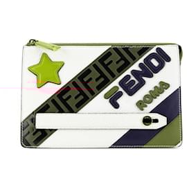 Fendi-FENDI x FILA Multi-Color Leather Clutch Bag-White,Multiple colors