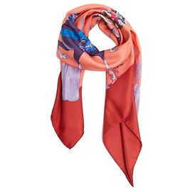 Hermès 1991 Pañuelo Cuadrado 90 Samurai Coral Rojo de Seda Hermes Multicolor