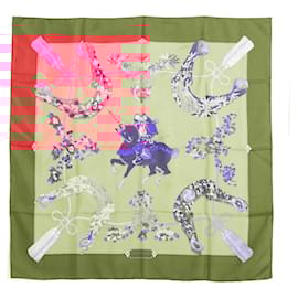 Hermès-Hermès 1991 Square Scarf 90 Samurai Red Coral Silk Scarf Hermes-Multiple colors