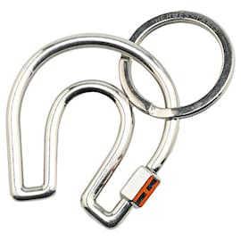 Hermès-Hermes H Ferra A Cheval Horseshoe Motif Key Ring Holder-Silvery,Orange