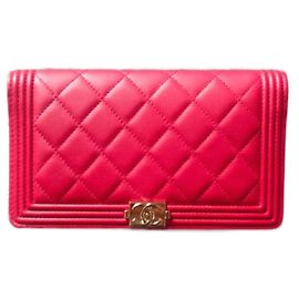 Chanel Boy Wallet Red Leather Red