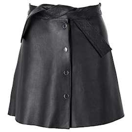 Maje-MAJE New leather mini skirt size 36-Black