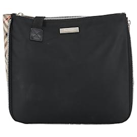 Autre Marque-Burberrys Blue Label Shoulder Bag Nylon Black Silver Auth ti2251-Black,Silvery