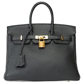 Hermès-Sac HERMES Birkin 25 en Cuir Noir - 102259-Noir
