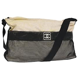 Chanel-CHANEL Chanel Sports Shoulder Bag Nylon White Black CC Auth bs19291-Black,White