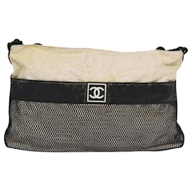 Chanel-CHANEL Chanel Sports Shoulder Bag Nylon White Black CC Auth bs19291-Black,White