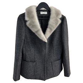 Dolce & Gabbana grey wool and mink jacket Grey