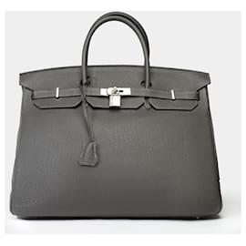 Hermès-Sac HERMES Birkin 40 en Cuir Gris - 102260-Gris