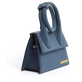 Jacquemus-Jacquemus Sac Chiquito Noeud Dark Blue Canvas Chiquito Knot Hand shoulder bag New-Navy blue