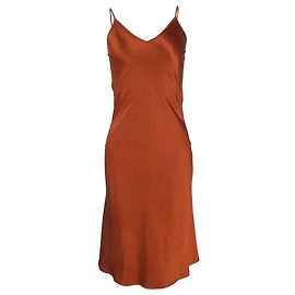 Abito midi in seta ruggine con scollo a V di Joseph Clea Altro Arancione