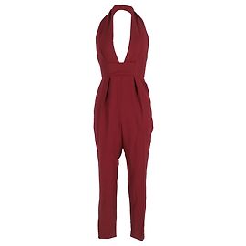 Mono con escote halter en seda burdeos de Gucci Roja Burdeos