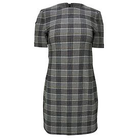 Theory Karierte Mini-Kleid aus grauer Wolle Grau
