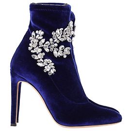 Botas de tobillo de terciopelo azul adornadas con cristales Celesta de Giuseppe Zanotti Azul