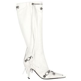 Botas altas Cagole de Balenciaga en cuero blanco Blanco