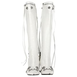 Balenciaga-Balenciaga Cagole Knee-High Boots  in White Leather-White