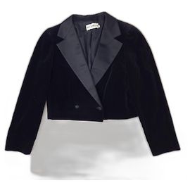 Blazer smoking donna vintage 70s Guy Laroche, giacca smoking in velluto da donna nera Nero