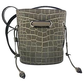 bolso de hombro modelo Le Huit Lancel estampado de cocodrilo Roja Gris