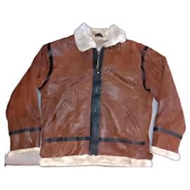Autre Marque-EXPLORER Type B-3 Aviator Flight Pilot Sherpa Lined Leather Bomber Jacket, size 52-Brown