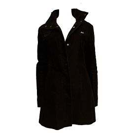 Thomas Burberry Vintage schwarzer Mantel mit Karofutter Schwarz