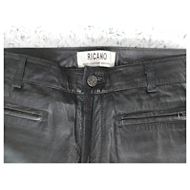 Autre Marque-RICANO Donna Tight Low Waist Biker Leather Jeans, size L-Black