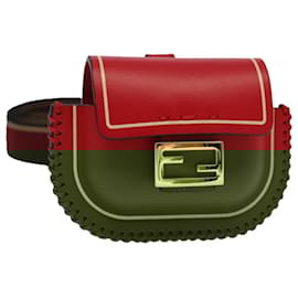 Fendi-FENDI AirPods case Pouch Leather Red Auth ac3375-Red
