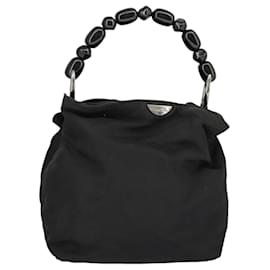 Christian Dior-Christian Dior Hand Bag Nylon Black Silver Auth ar12776-Black,Silvery
