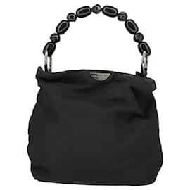Christian Dior-Christian Dior Hand Bag Nylon Black Silver Auth ar12776-Black,Silvery