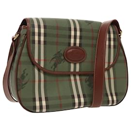 Autre Marque-Burberrys Nova Check Shoulder Bag PVC Leather Green Gold Auth 98800-Golden,Green