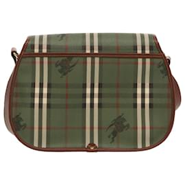 Autre Marque-Burberrys Nova Check Shoulder Bag PVC Leather Green Gold Auth 98800-Golden,Green