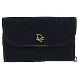 Christian Dior-Christian Dior Trotter Canvas Chain Shoulder Bag Gold Navy Auth mr622-Golden,Navy blue