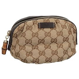 GUCCI Bamboo GG Canvas Tasche Beige 246175 Auth am7217 Beige