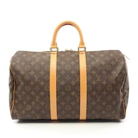 Louis Vuitton-Louis Vuitton Monogram Keepall 45 Boston Bag M41428-Brown