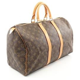 Louis Vuitton-Louis Vuitton Monogram Keepall 45 Boston Bag M41428-Brown