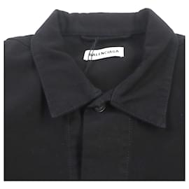 Balenciaga-Balenciaga Logo Button Denim Jacket-Black