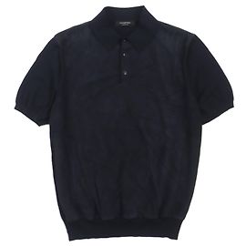 Ermenegildo Zegna Polo in cashmere, seta e pelle di capra Zegna Blu navy