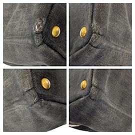 Prada-Prada Cotton Denim Canapa Logo Tote Bag-Grey