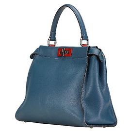 Fendi Peekaboo Medium Leather Handbag 8BN290 Blue