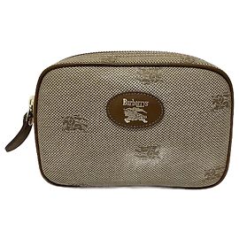 Burberry Horse Pattern Pouch Unisex Beige
