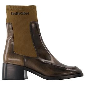 See by Chloé Botas Mallory em Couro/Tecido Marrom Marrom
