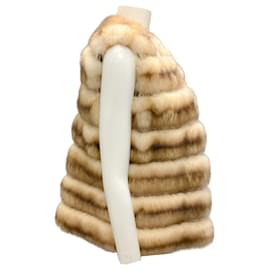 Autre Marque-Tan Reversible Lace Trimmed Sable Fur and Cashmere Knit Vest-Camel