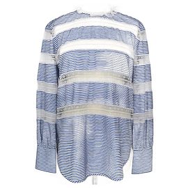 Sandro Top in pizzo a righe blu con maniche lunghe Blu