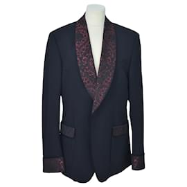 Dolce & Gabbana-Black/Red Sicilia Fit Embroidered Men's Blazer-Black