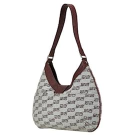 Balenciaga-Balenciaga Canvas Leather Shoulder Bag-Grey