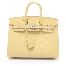 Hermès-Sac à main Hermès Birkin 25 Alligator Vanille-Beige