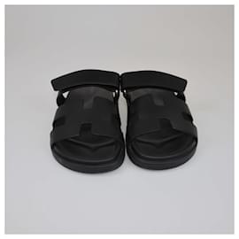 Hermès-HERMES Flats T.EU  Leather-Black