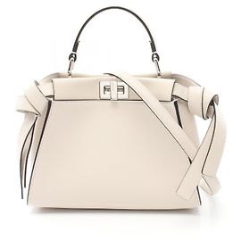 Bolsa de couro Fendi Mini Peekaboo 8BN244 ANSD Branco